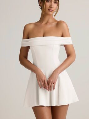 Oh Polly Off-Shoulder Mini Dress in White